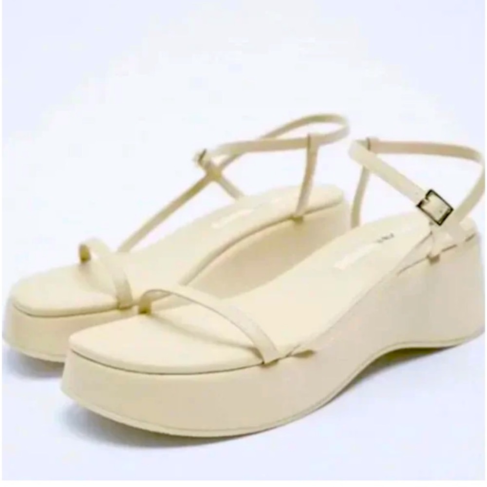 NWT Zara cream strappy 2 1/4 platform sandal size 39